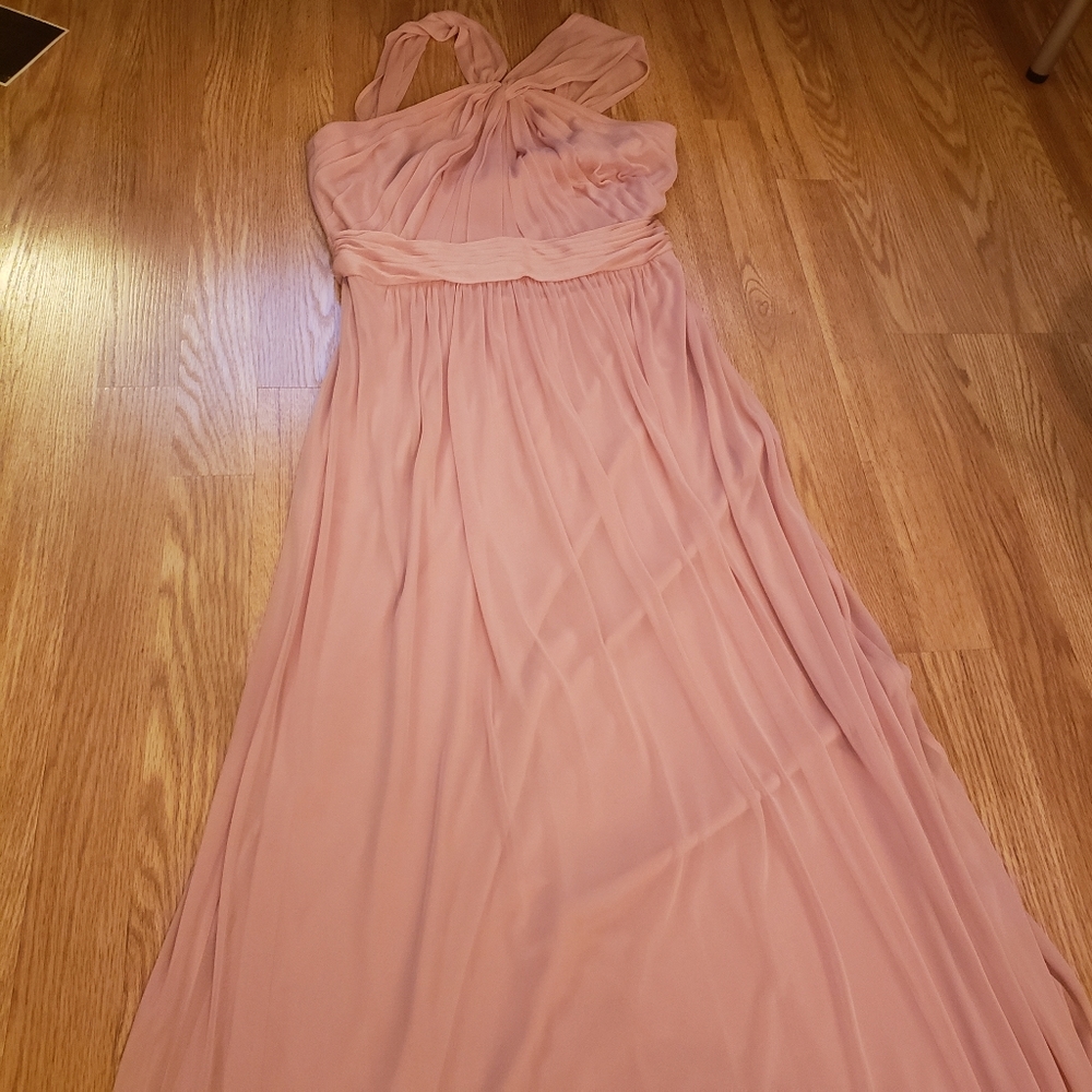 David's Bridal Y-Neck Chiffon Bridesmaid Dress